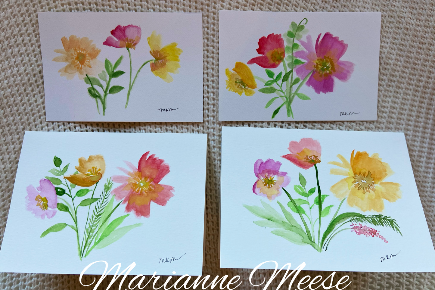 Watercolor Flower Cards (A)