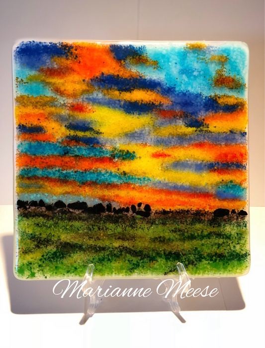 Multicolor Sunset Over the Fields