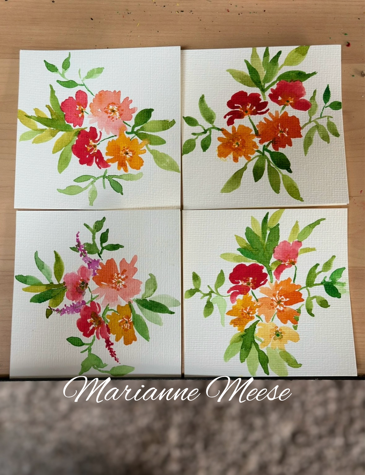Watercolor Flower Cards (D)