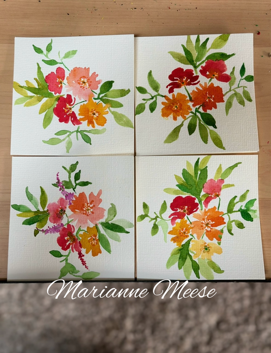 Watercolor Flower Cards (D)